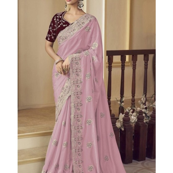 Striped Saree with Contrast Border